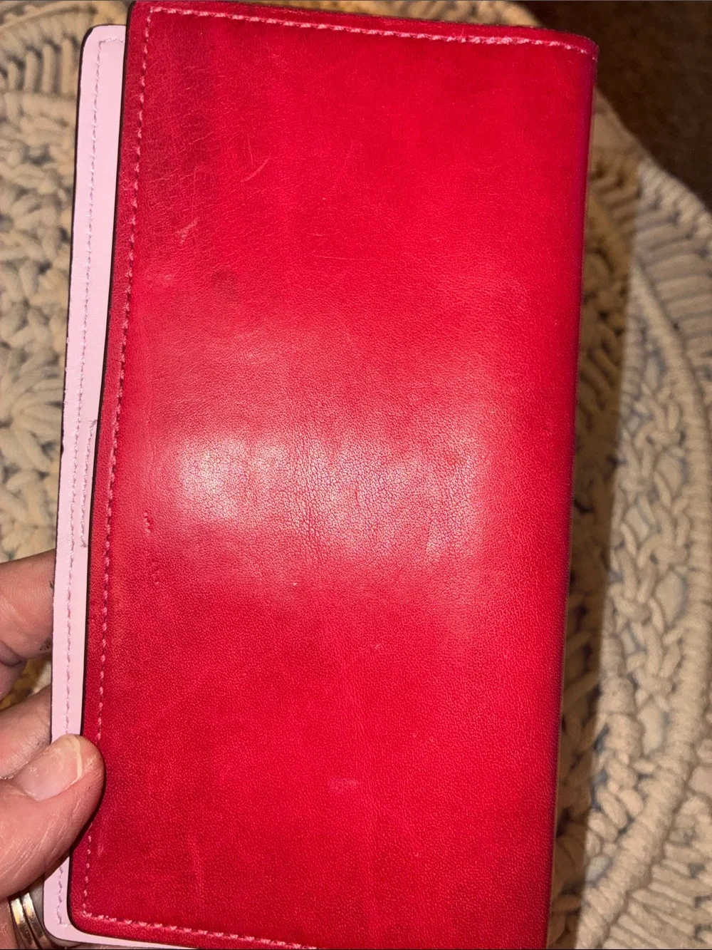 Coach Red Leather Continental Wallet with Embossed Logo